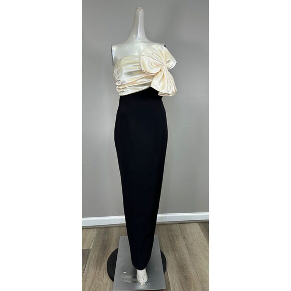 Ronny Kobo Kane Satin Bow Column Cocktail Dress Medium $698 - Picture 3 of 11